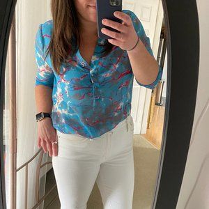 Rory Beca / Forever 21 Watercolor Popover Top Sz L